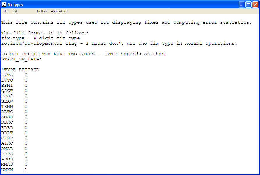 Change Fix Type Information edit window