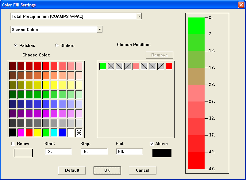 Color Fill Settings Dialog