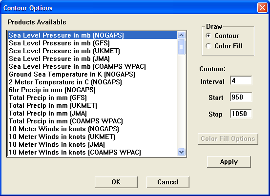 Contour Options Dialog