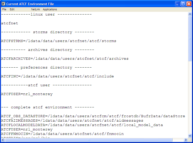 Display ATCF Environment output