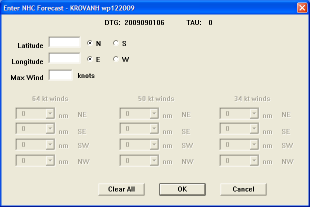 Enter NHC Forecast Dialog