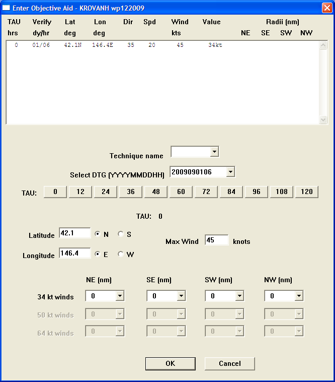 Enter Objective Aid Dialog