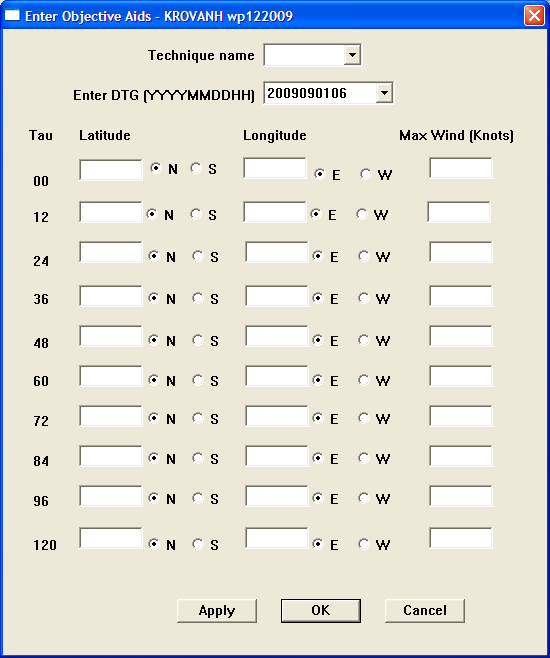 Enter Objective Aids (no wind radii) Dialog
