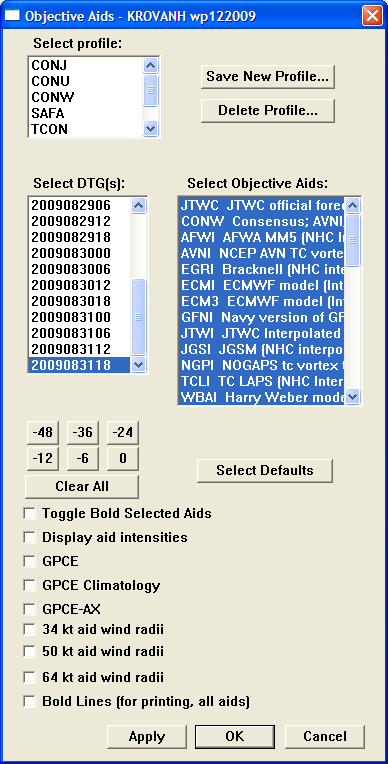 Objective Aids dialog