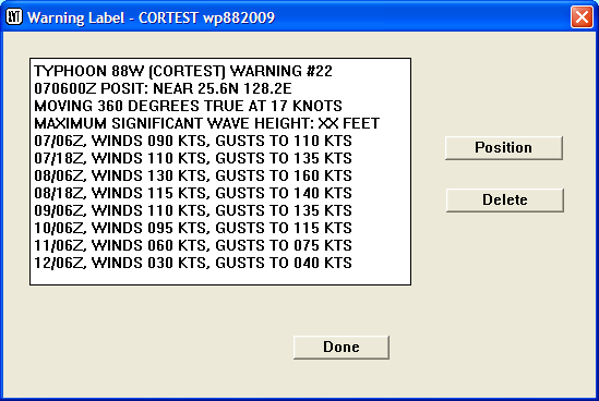 Warning Label Dialog